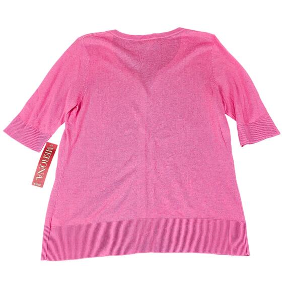 Merona womens cardigan sz L mid sleeve button up hot pink summer barbie - Picture 2 of 8